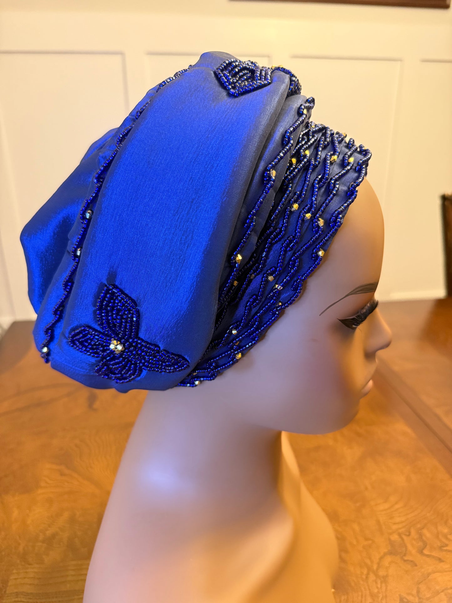 African 2/3 in 1p Hand Beaded luxury Turban