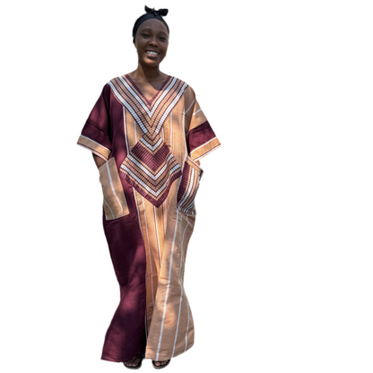 Special African Traditional Woven Aso-Oke/Kente Boubou Maxi Dress