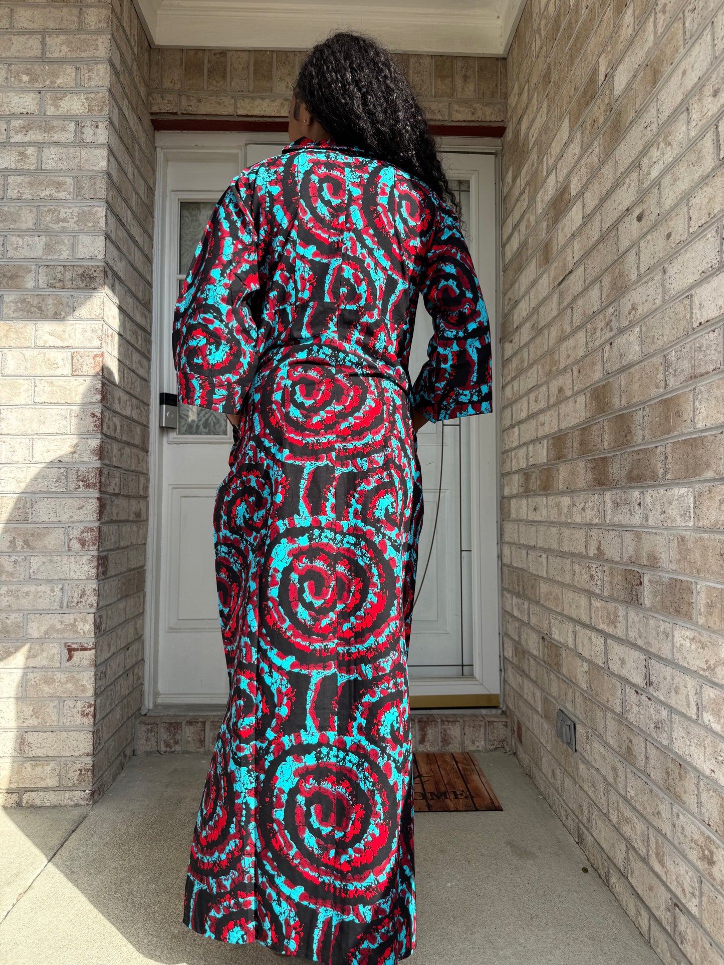 African Ankara Wax Print A Line Collar Dress