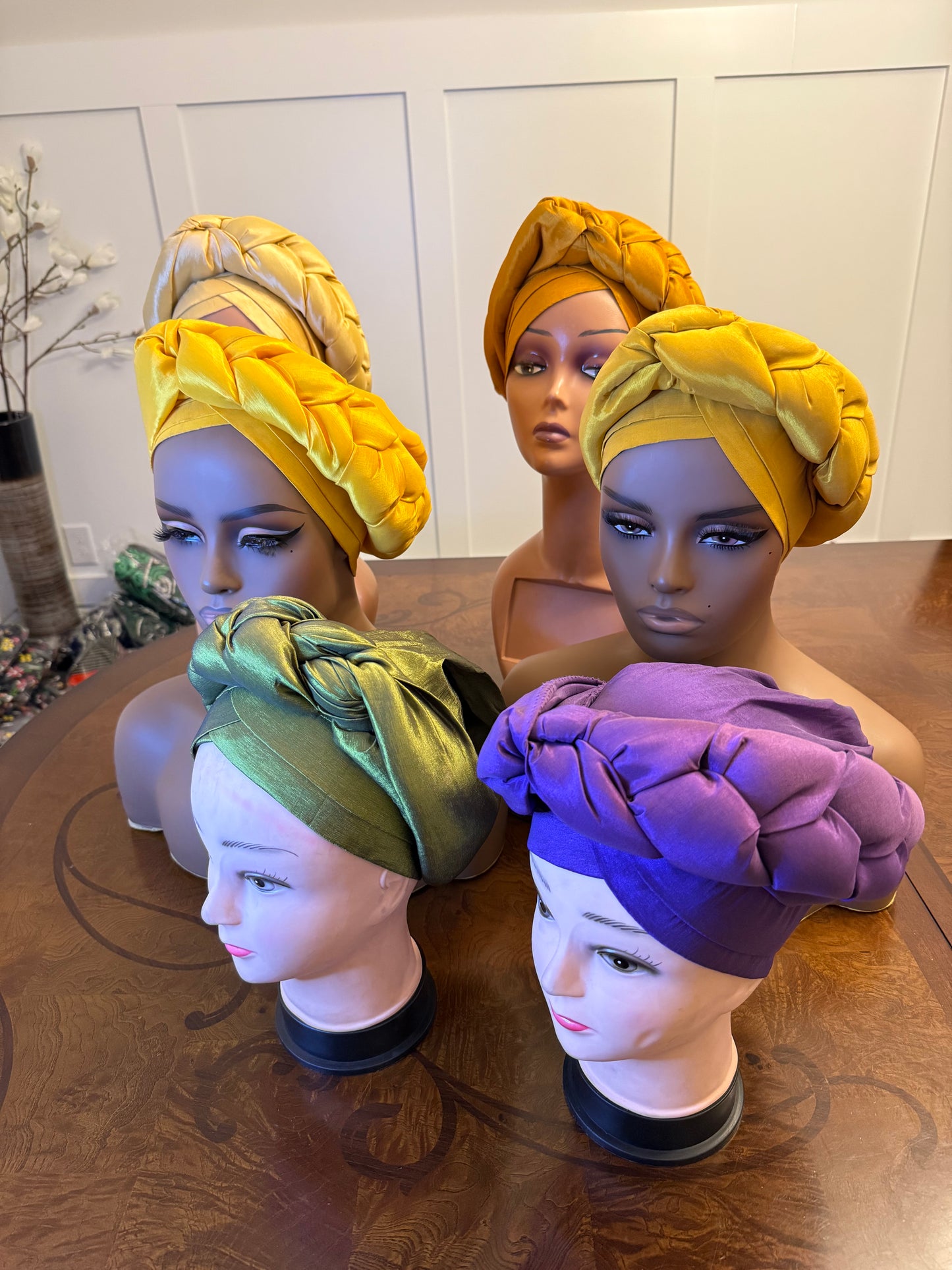 African Double Patterned Afro Abeke Turban/Hat/Cap