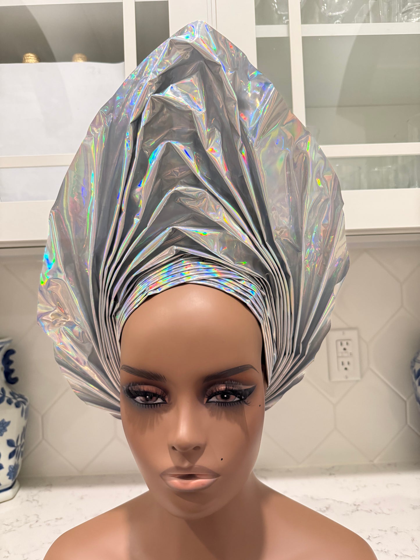 African Unique Liquid Metallic Auto Gele 2p Set