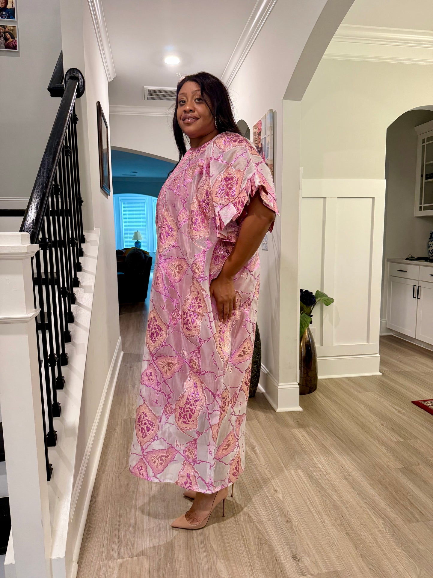 Afro Jaquard Tulle Kaftan Dress