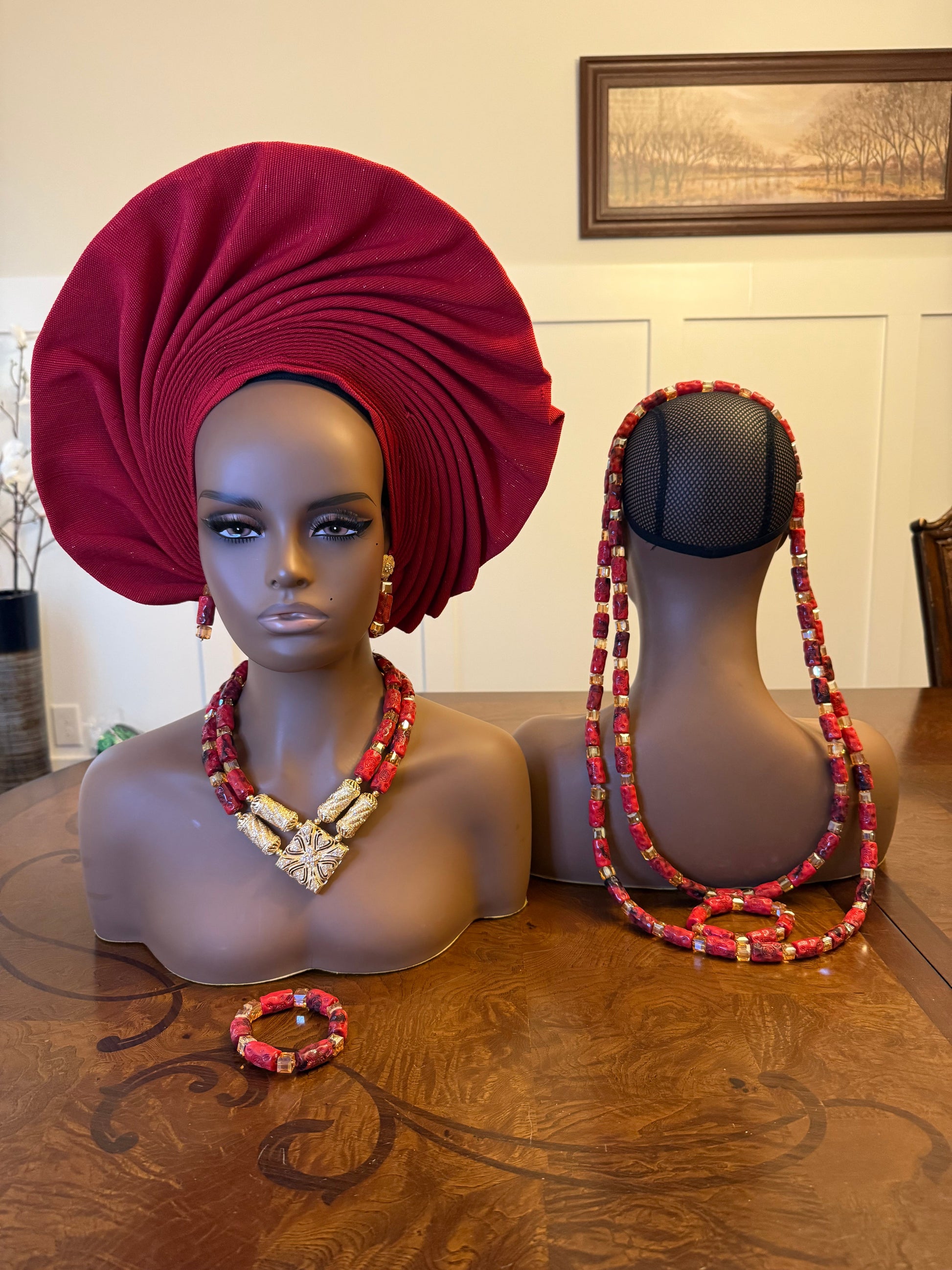 African Traditional Handmade Beads Set for Bride and Groom Afro American Outfits