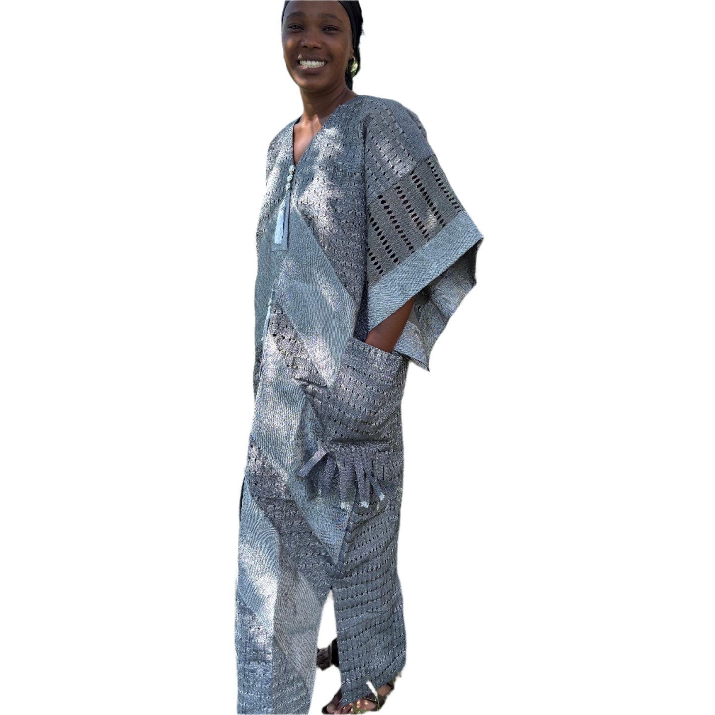 Special African Traditional Woven Aso-Oke/Kente Bubu Maxi Dress