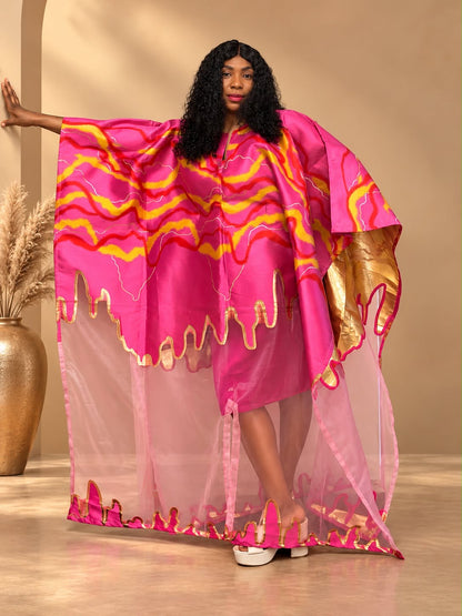Modern Organza Damask Brocade Maxi Boubou Dress