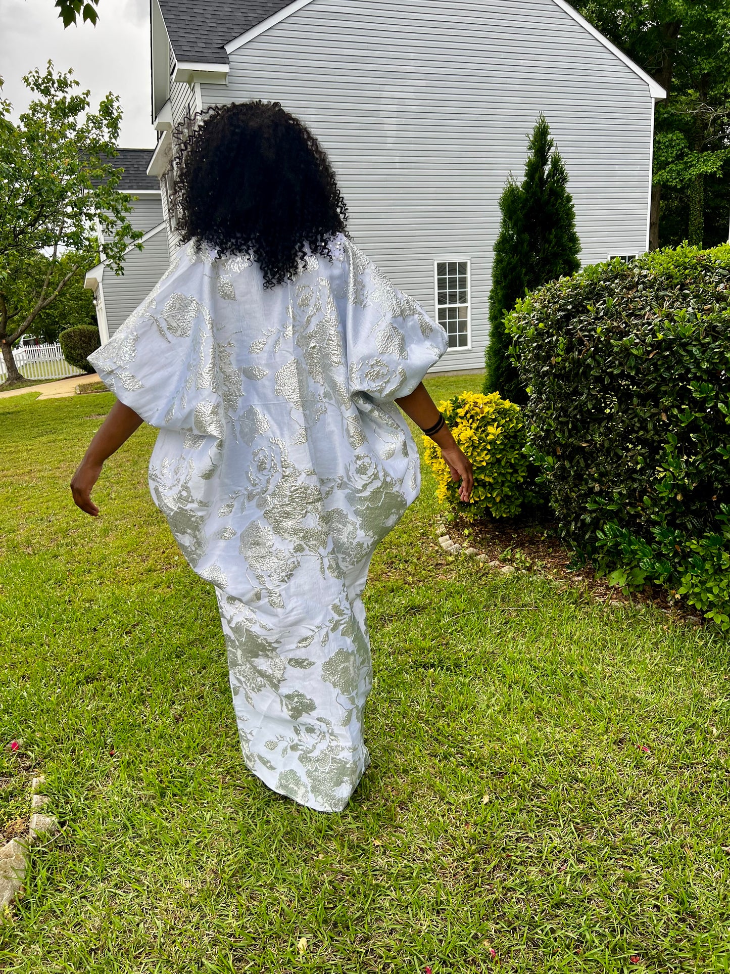 Luxury Afro Talia Damask Brocade Boubou Maxi Dress