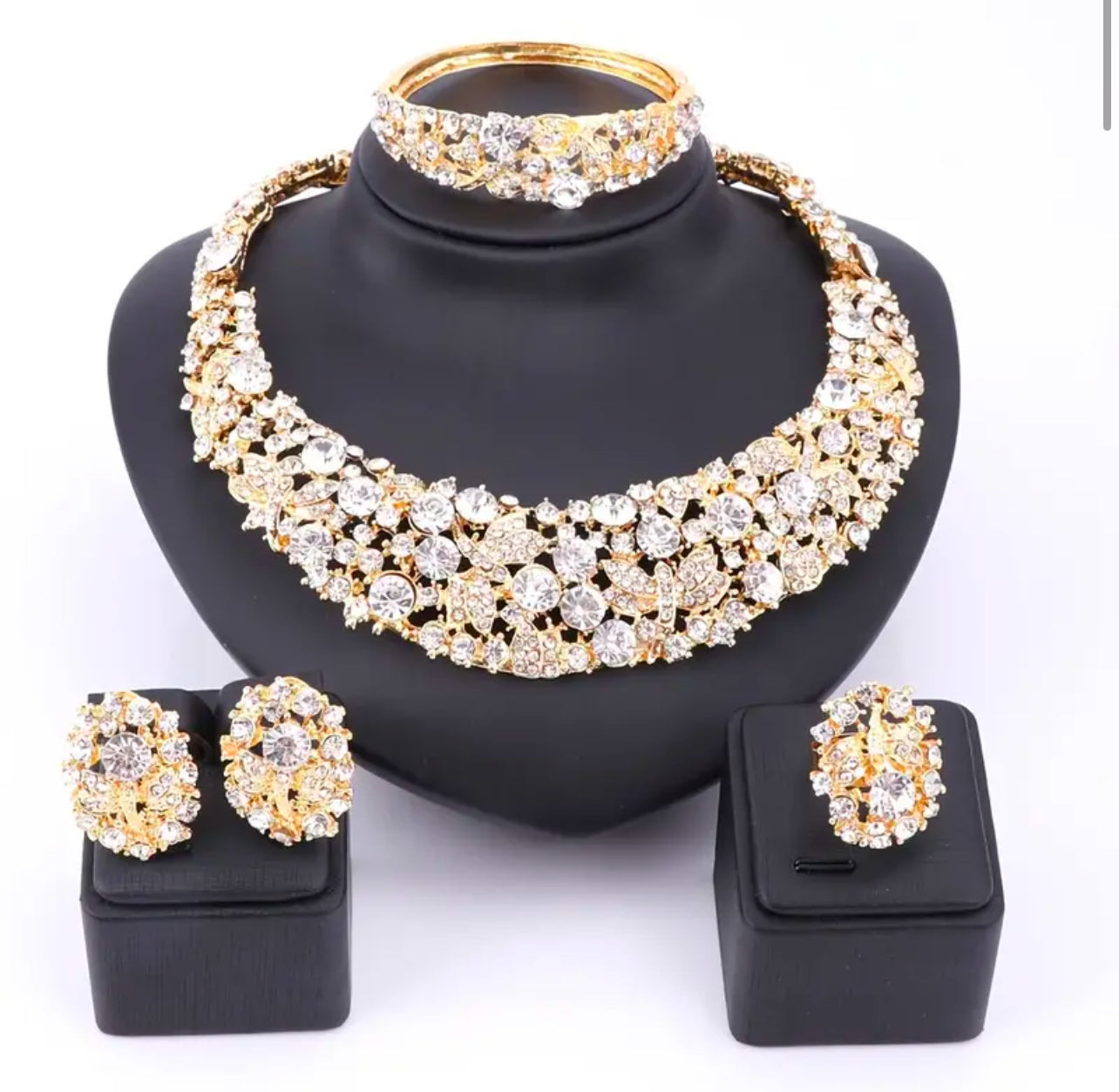 Butterfly Rhinestone Jewelry Set Afro American Outfits
