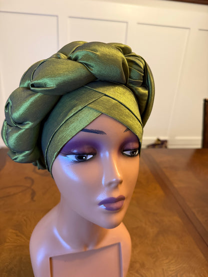 African Double Patterned Afro Abeke Turban/Hat/Cap