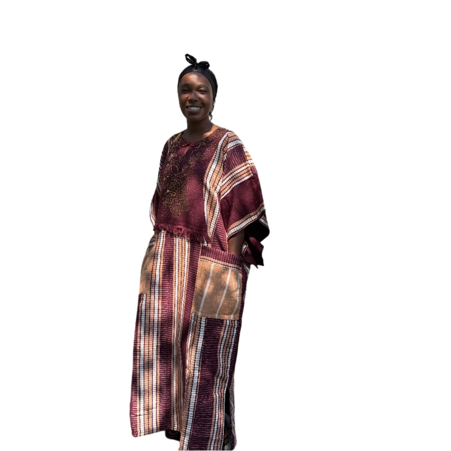 Special African Traditional Woven Aso-Oke/Kente Bubu Maxi Dress