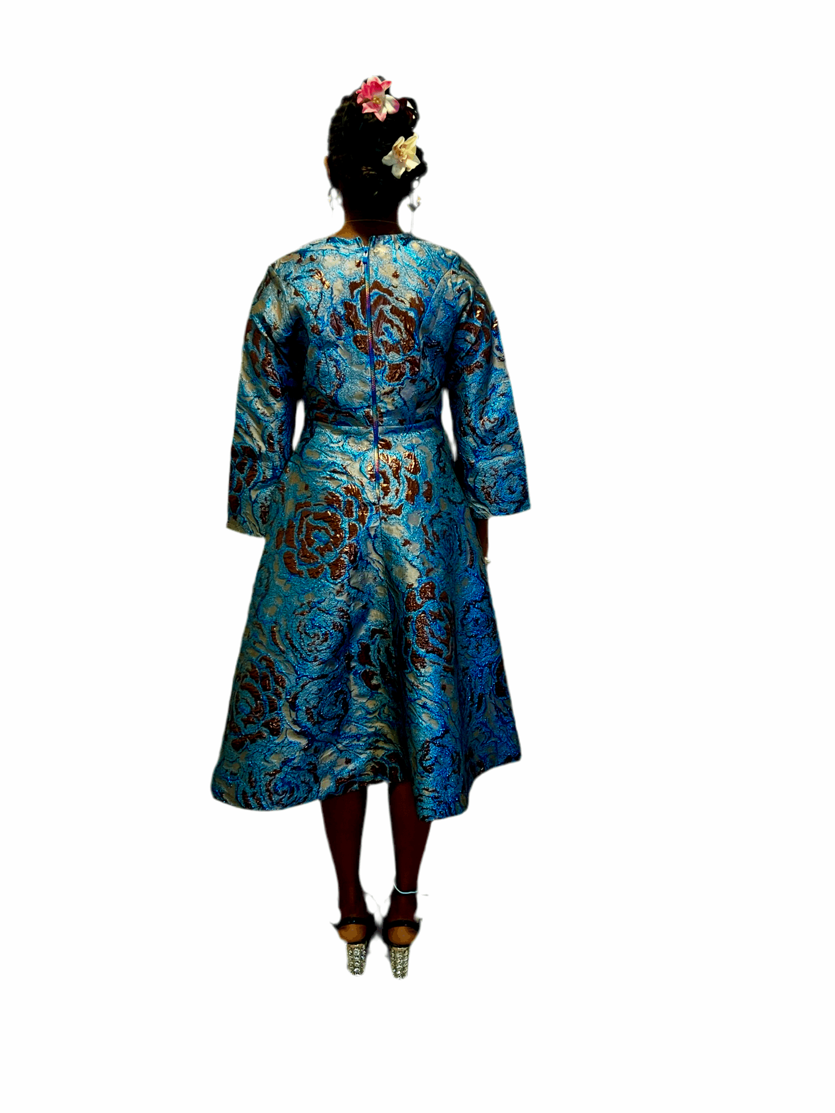 Afro Hodiah Modern Damask Brocade Dress
