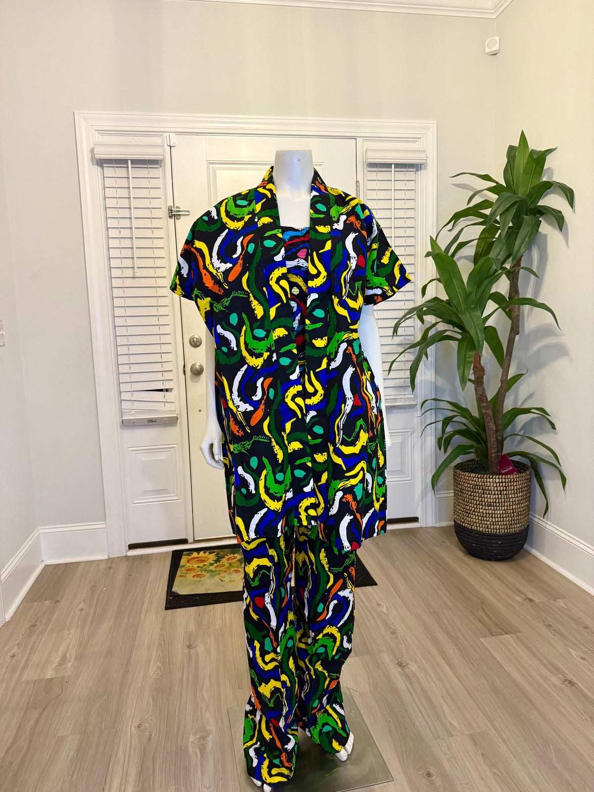 Modern African Ankara Wax Print Afro Evelyn 3p Women Pant Set