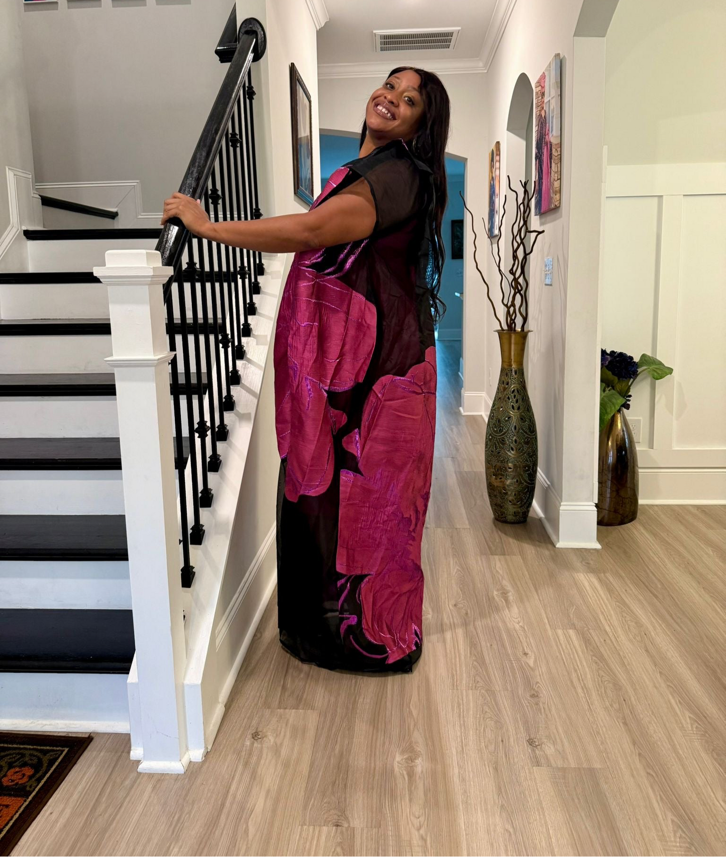 Luxury African Modern European Organza Brocade Bubu/Boubou Maxi Dress with Inner wear