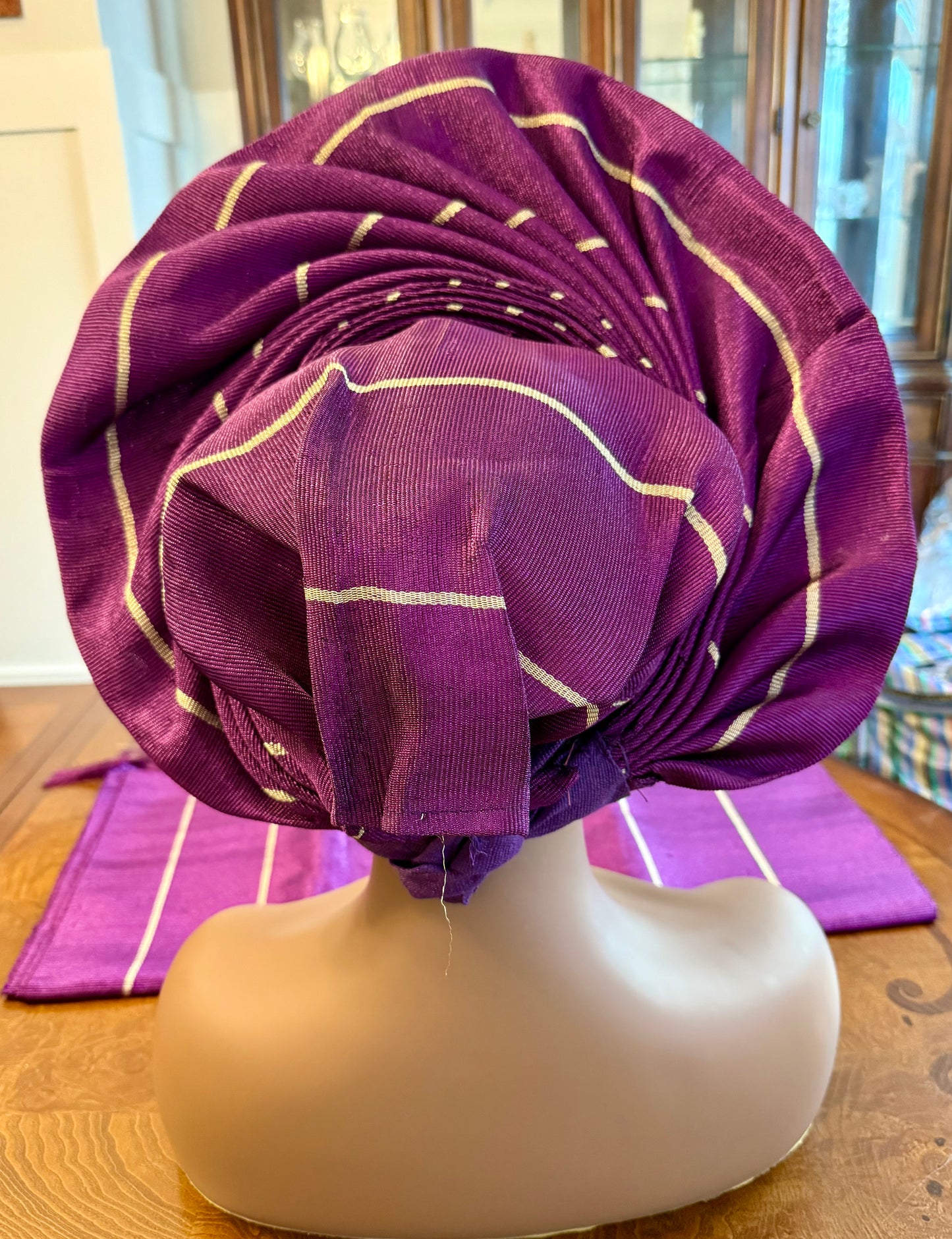 Traditional African Bridal Headgear/Head Tie Aso-Oke/Kente Auto Gele 2p Set Gele and Ipele