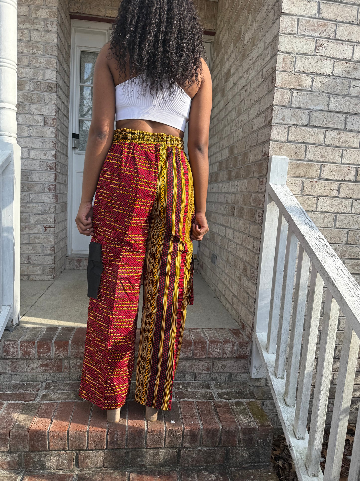 African Ankara Wax Print Double Pattern Cargo/Palazzo Pants/Bottom