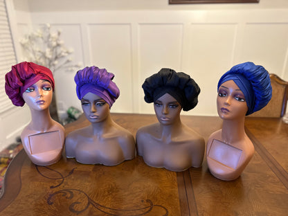 African 2 in 1p Ruffle Turban/Hat/Cap