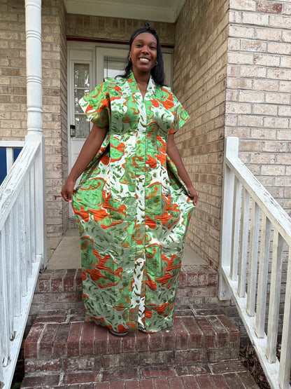African Unique Rich Aunty Damask Brocade Boubou/Maxi Dress Buga Style