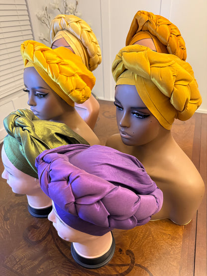 African Double Patterned Afro Abeke Turban/Hat/Cap