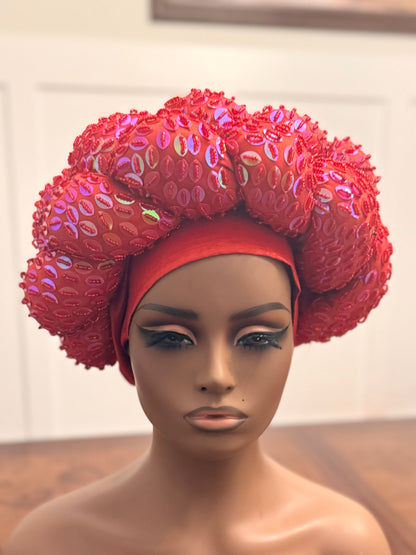 African 2/3 in 1p Hand Beaded luxury Turban (Copy)