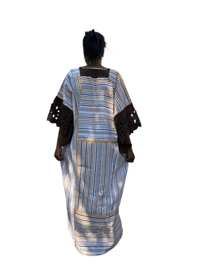 Special African Traditional Woven Aso-Oke/Kente Boubou Maxi Dress