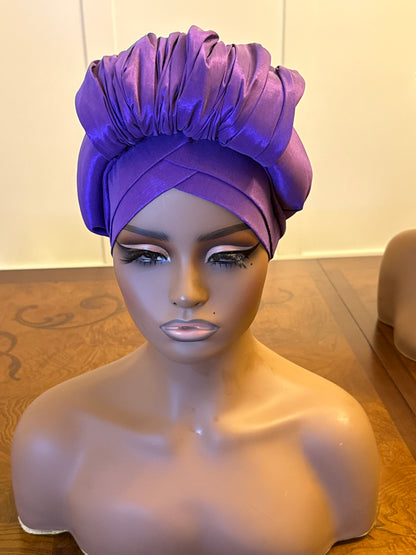 African 2 in 1p Ruffle Turban/Hat/Cap
