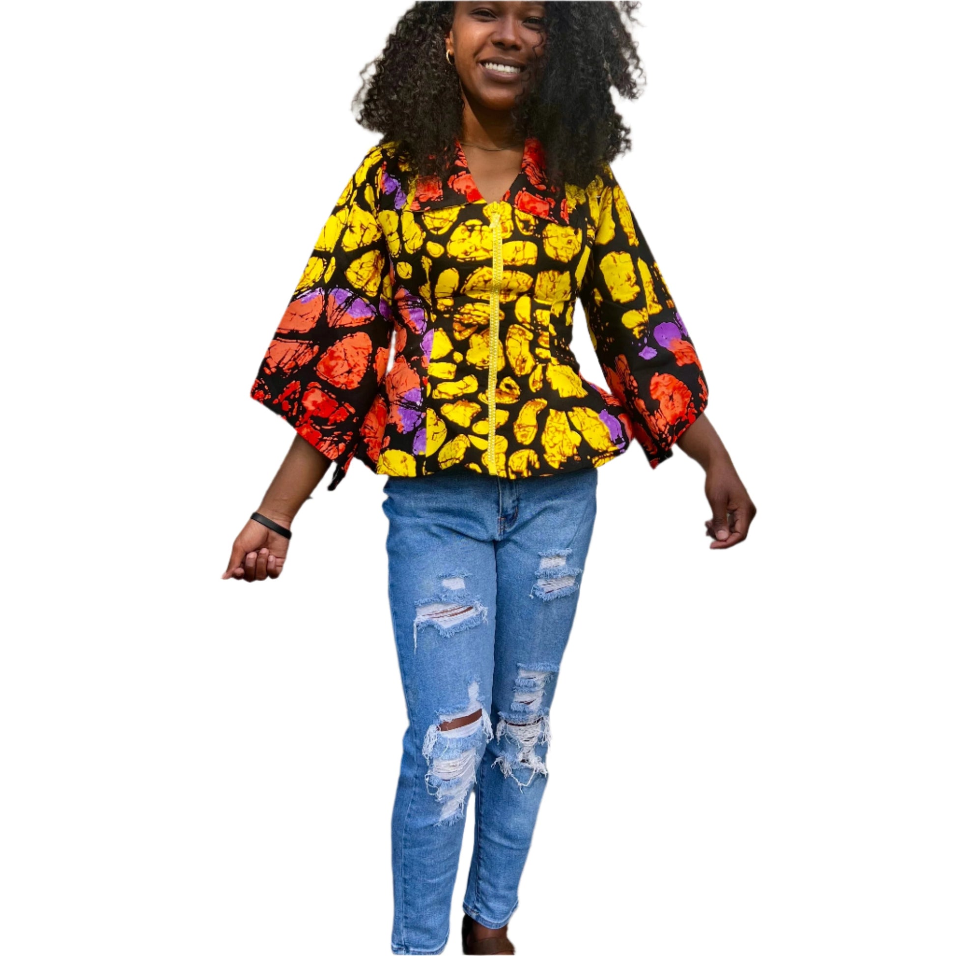 African Prints Ankara Fitted Tops/Blouse Afro American Outfits