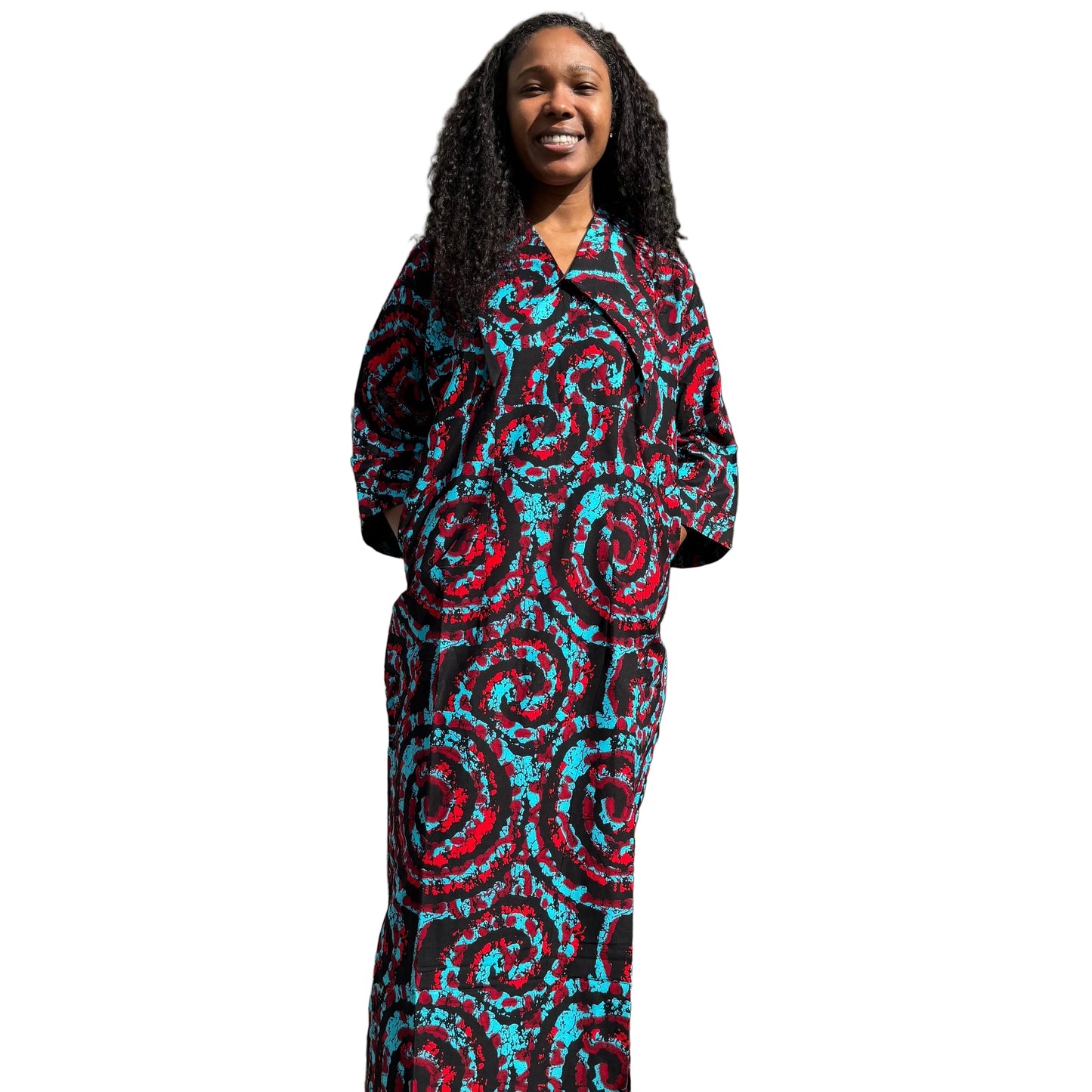 African Ankara Wax Print A Line Collar Dress