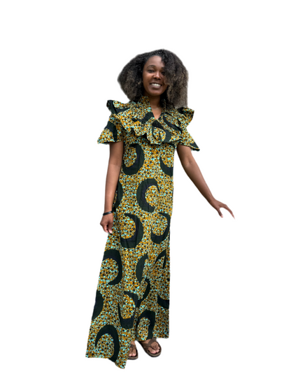 African Ankara Print Afro Hadassah Smoked Top Dress