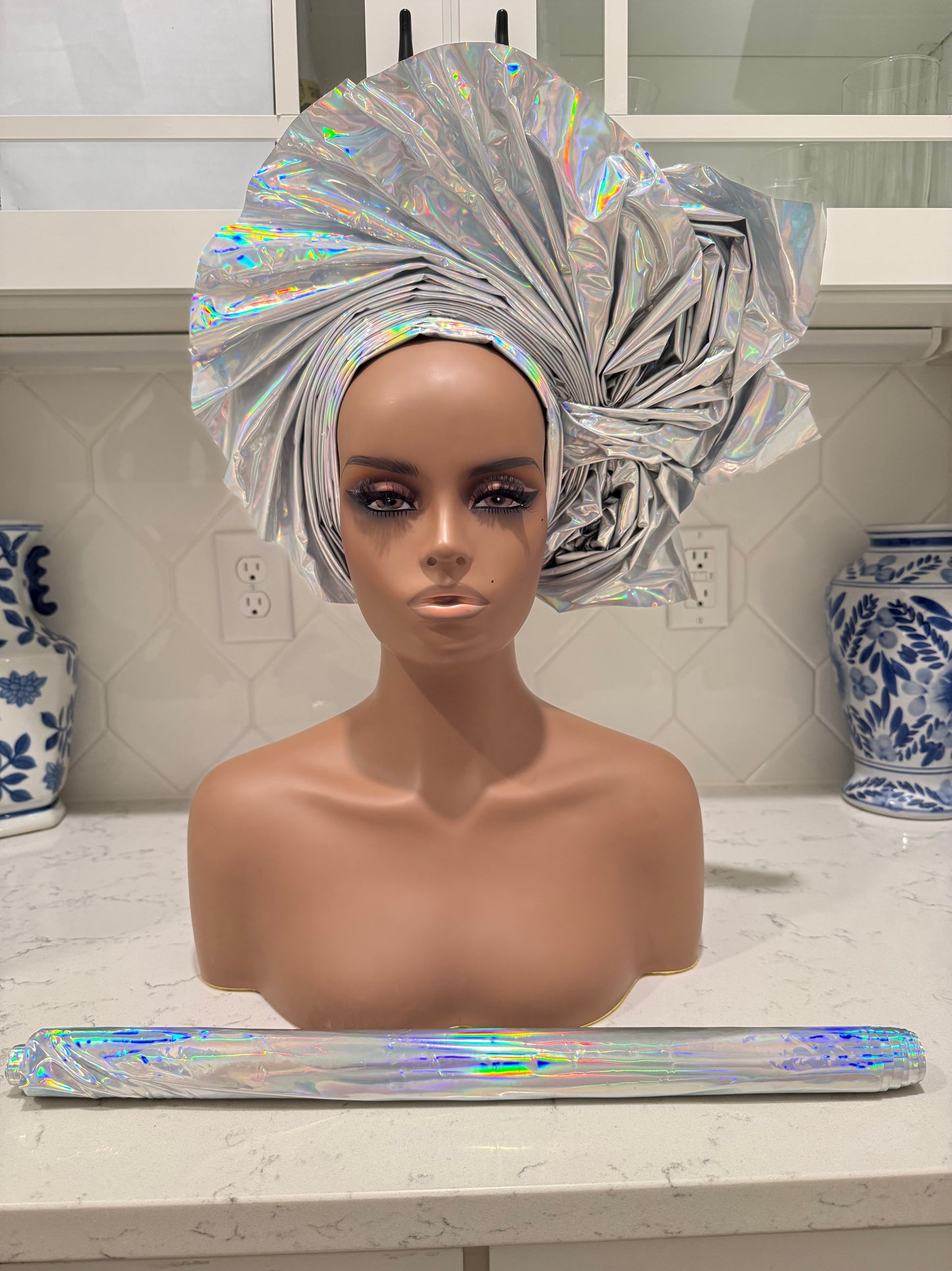 African Unique Liquid Metallic Auto Gele 2p Set