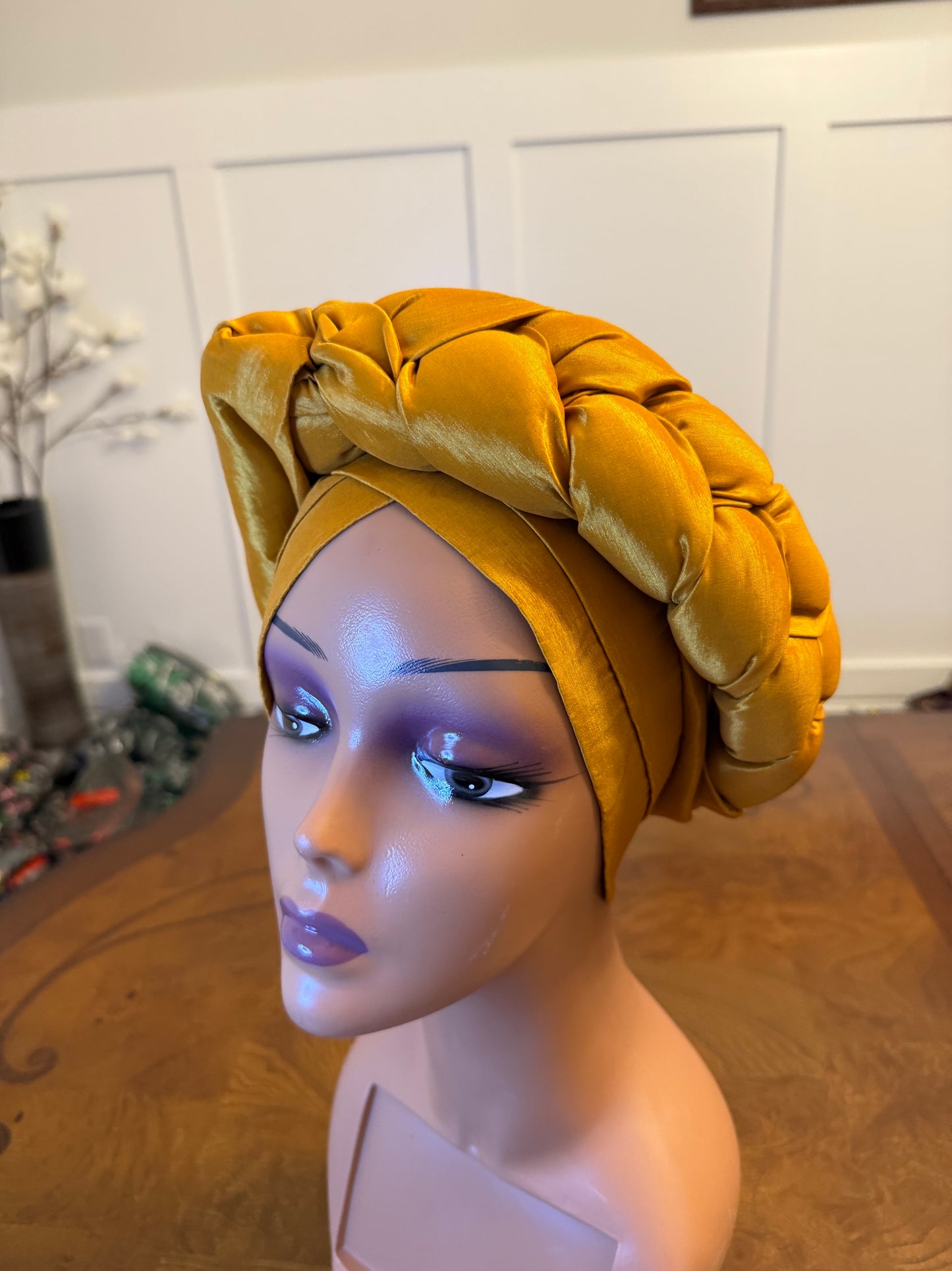African Double Patterned Afro Abeke Turban/Hat/Cap