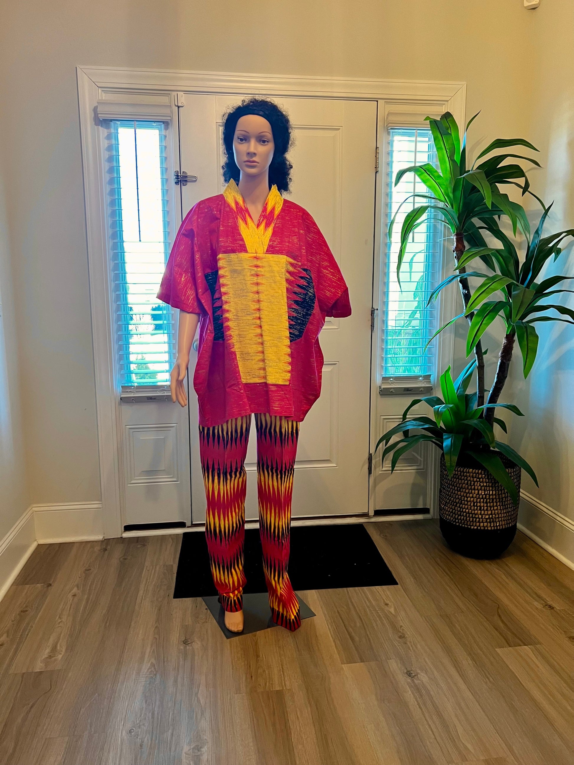 Afro Kente Gold Buga Pant Set Afro American Outfits