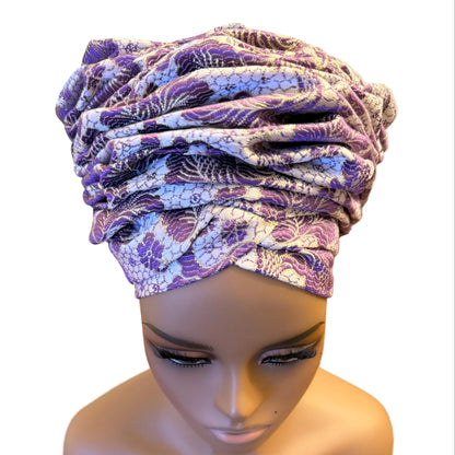 African Damask Flower Shaped Turban /Dastar/Hijab/Chador/Tigno/ headscarf/wrap/Hat