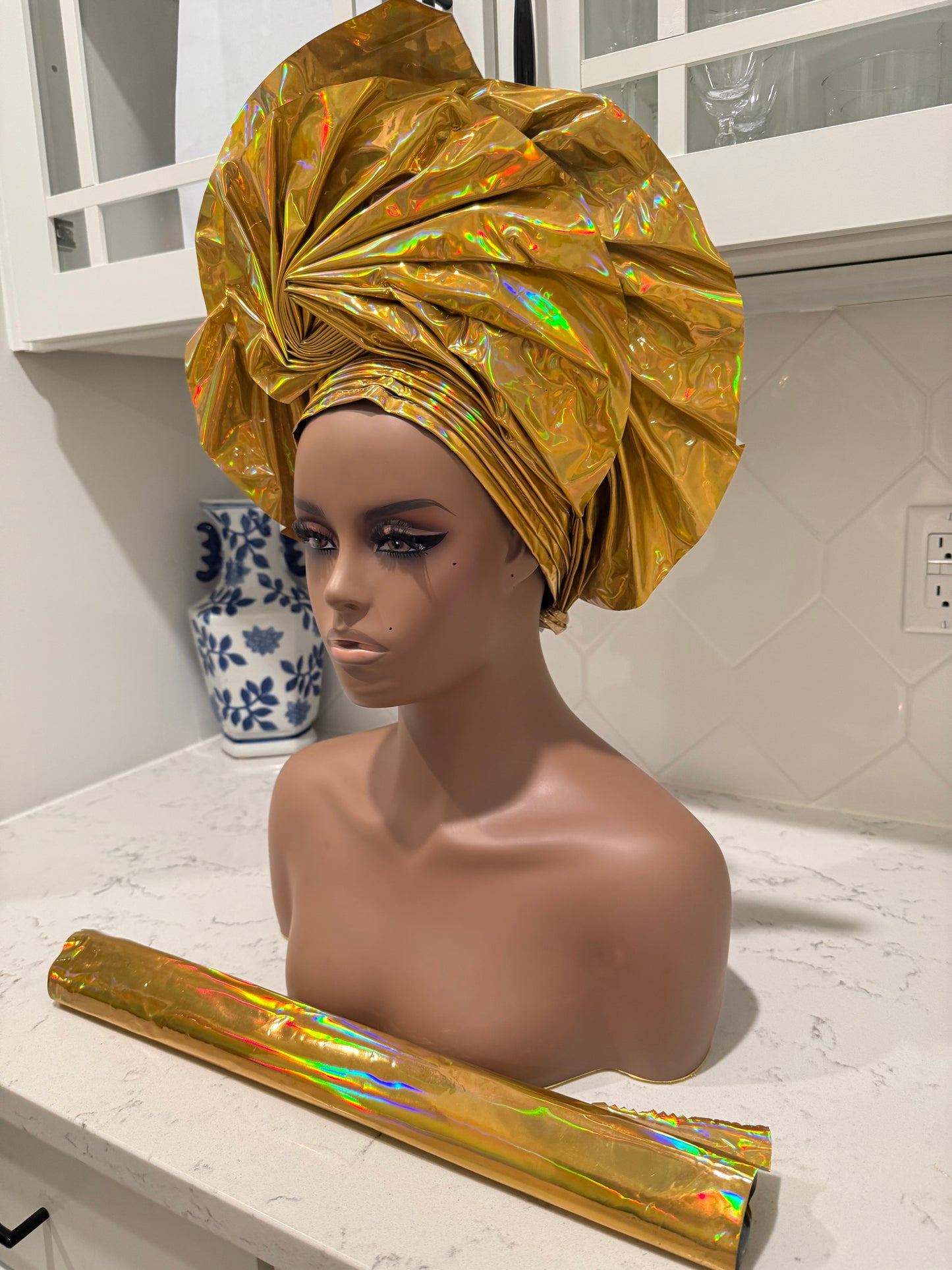 African Unique Liquid Metallic Auto Gele 2p Set