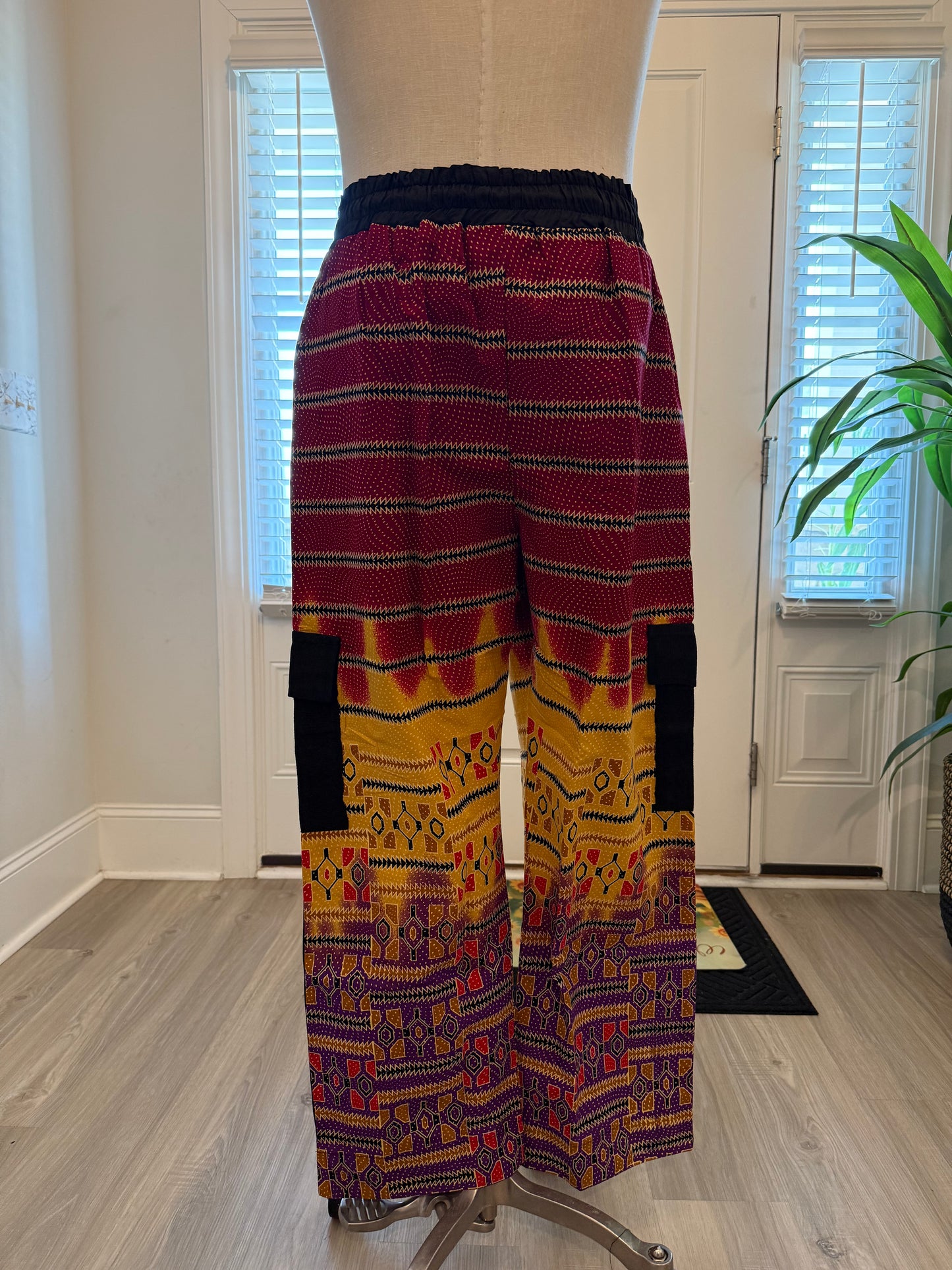 African Ankara Wax Prints  Double Pockets Cargo Pants/Bottom for Men