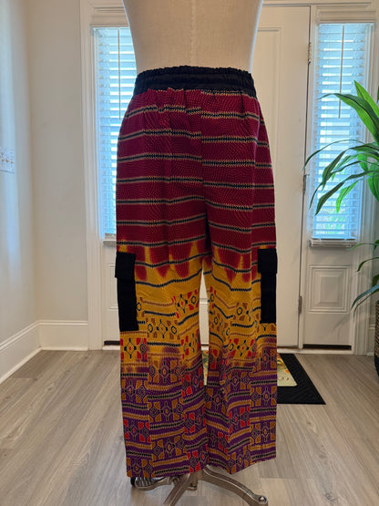 African Ankara Wax Prints  Double Pockets Cargo Pants/Bottom for Men