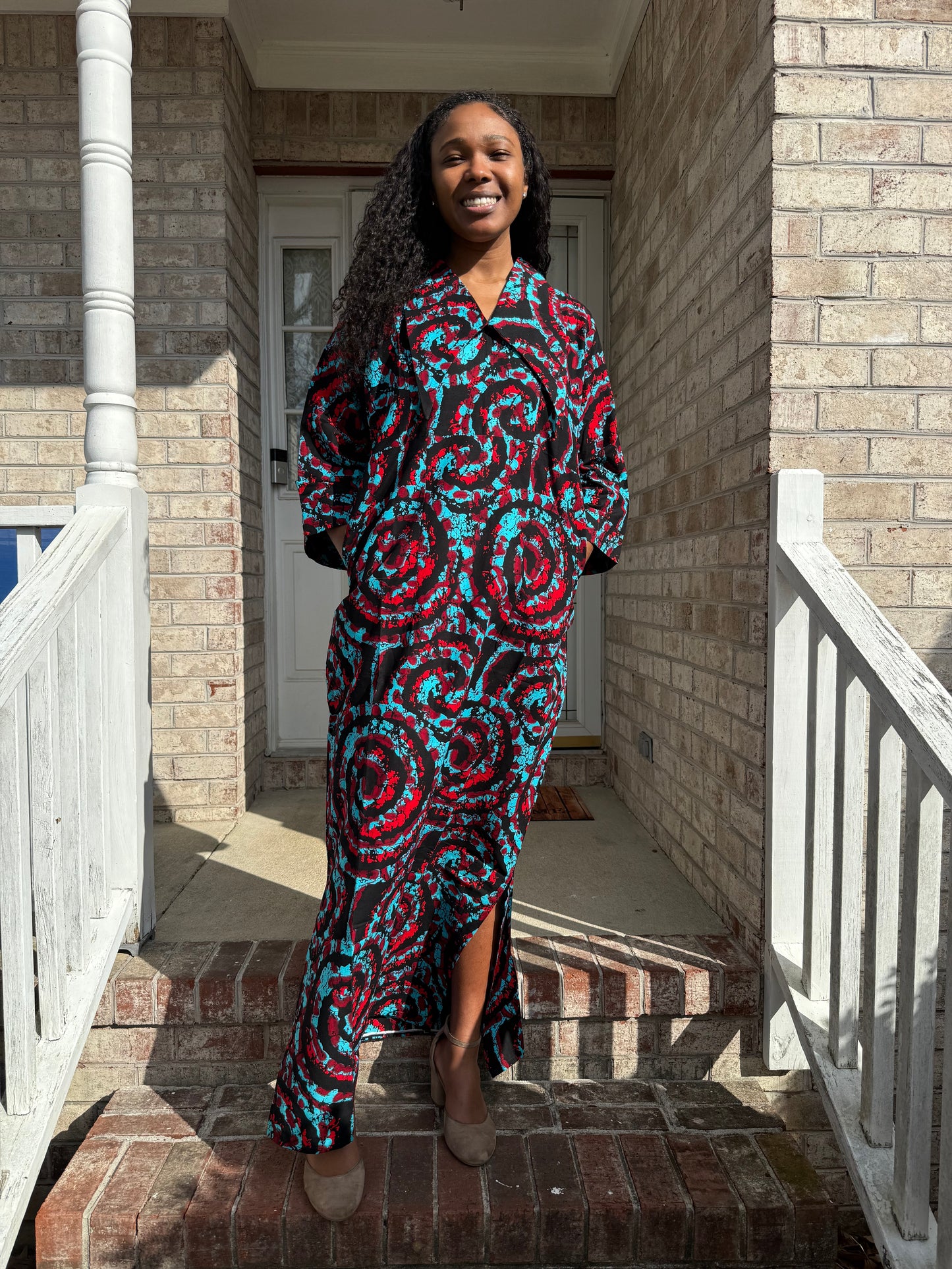 African Ankara Wax Print A Line Collar Dress