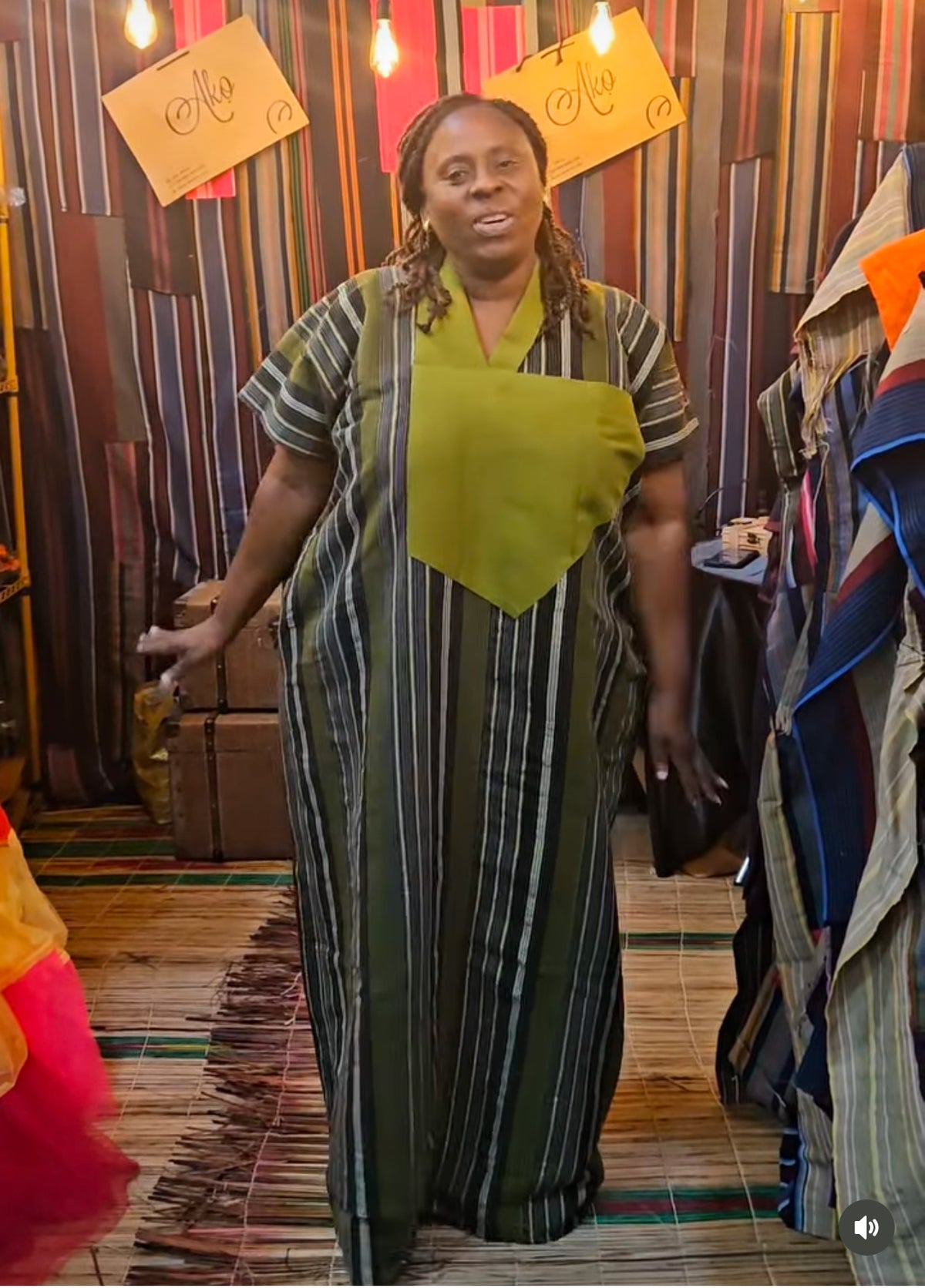Special Green African Traditional Woven Aso-Oke/Kente Dress