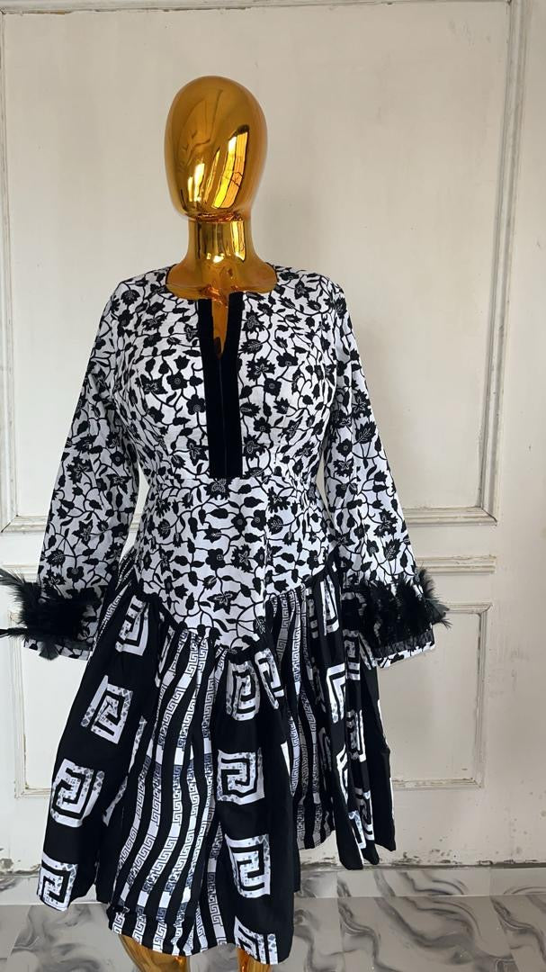 African Prints Ankara 2 Tones Afro Jemima Fit and Flare