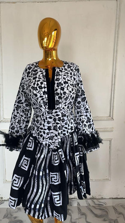 African Prints Ankara 2 Tones Afro Jemima Fit and Flare