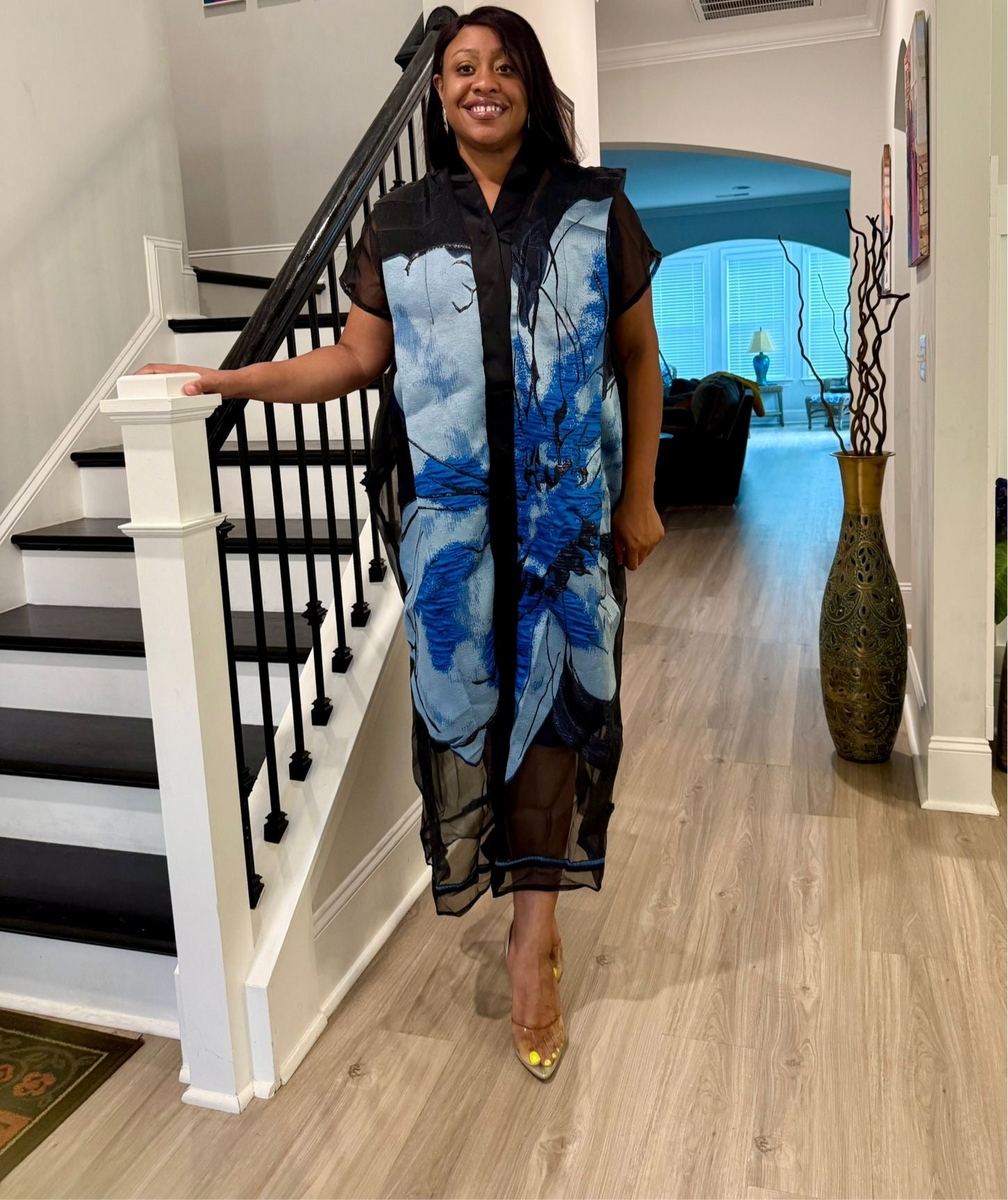 Luxury African Modern European Organza Brocade Bubu/Boubou Maxi Dress with Inner wear