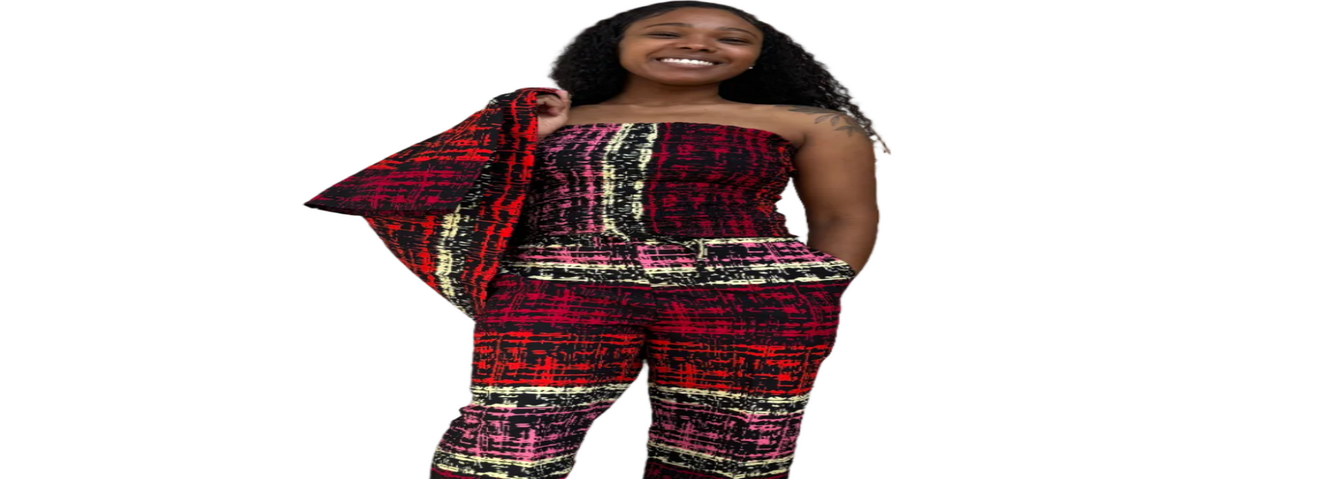 Modern African Ankara Wax Print Afro Evelyn 3p Women Pant Set Afro American Outfits