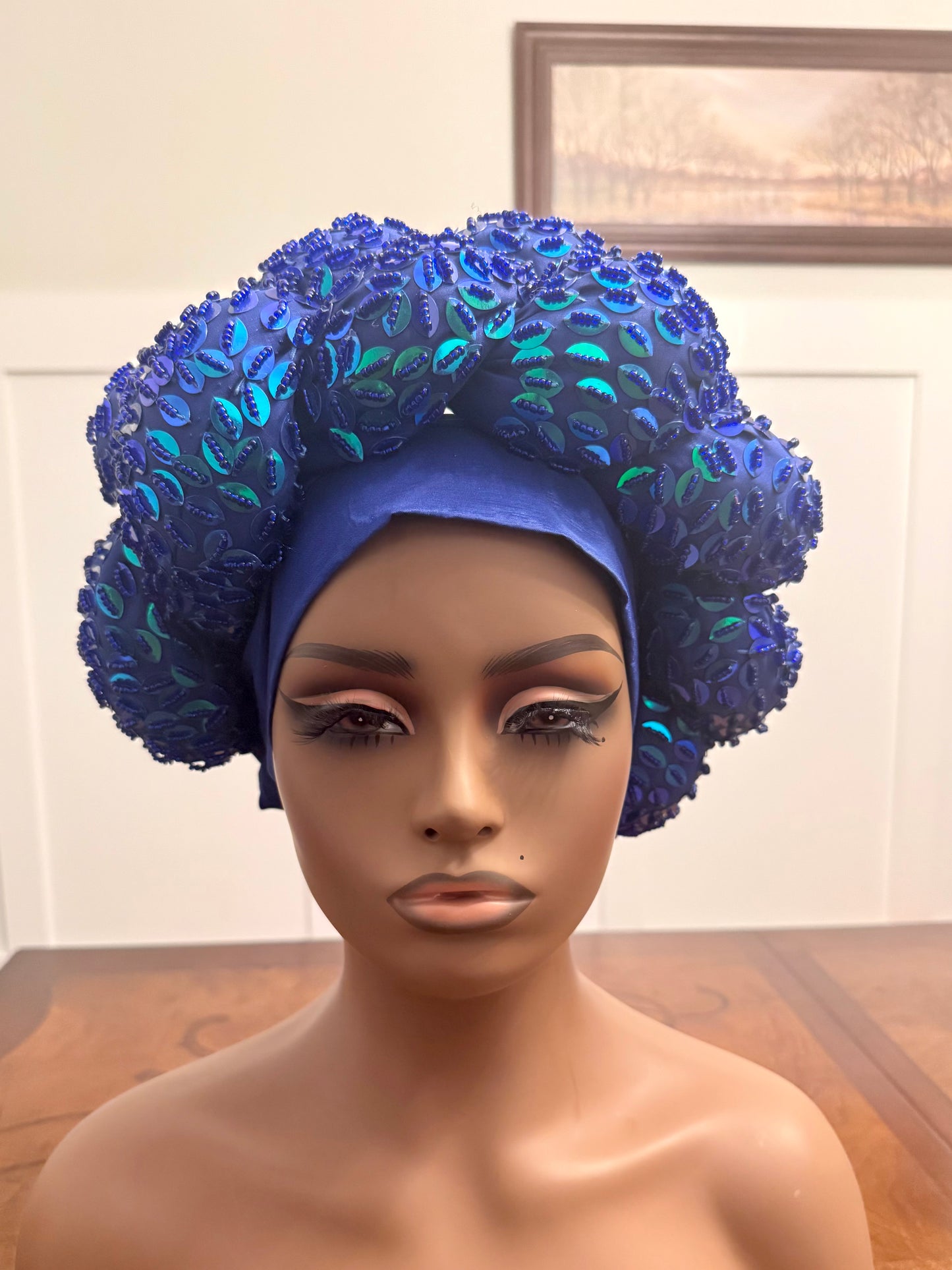 African 2/3 in 1p Hand Beaded luxury Turban (Copy)