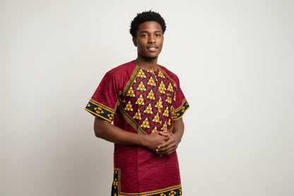 African Ethnic Print Men Danshiki Top