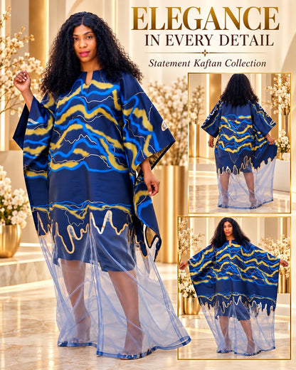 Modern Organza Damask Brocade Maxi Boubou Dress