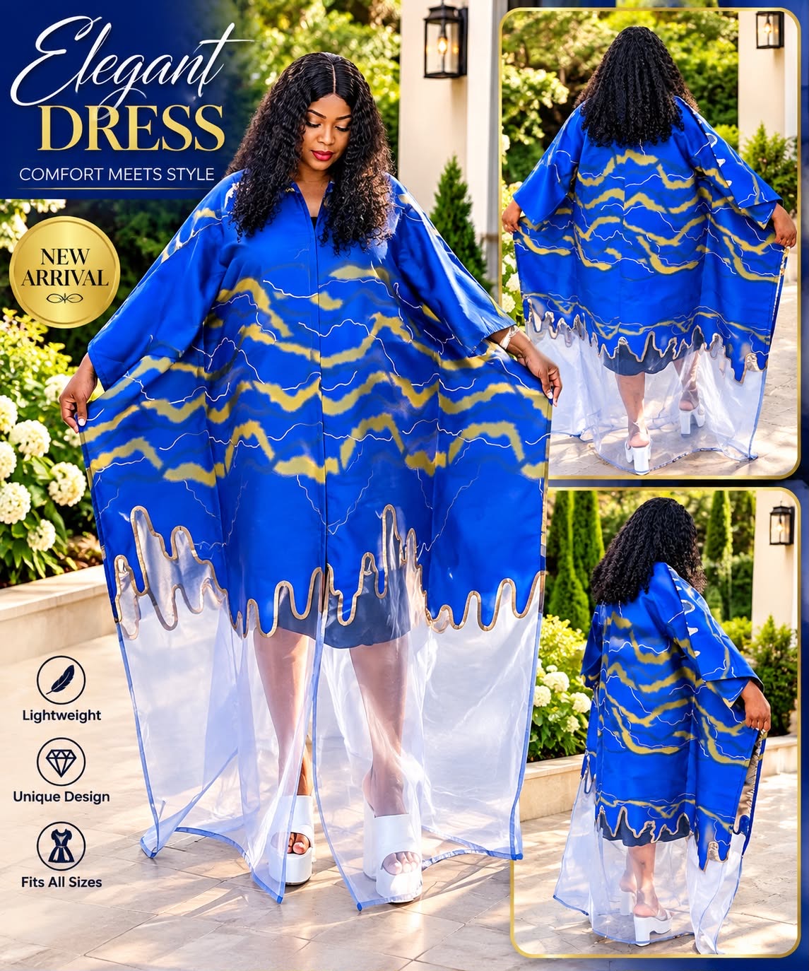 Modern Organza Damask Brocade Maxi Boubou Dress