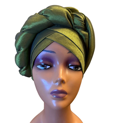 African Double Patterned Afro Abeke Turban/Hat/Cap