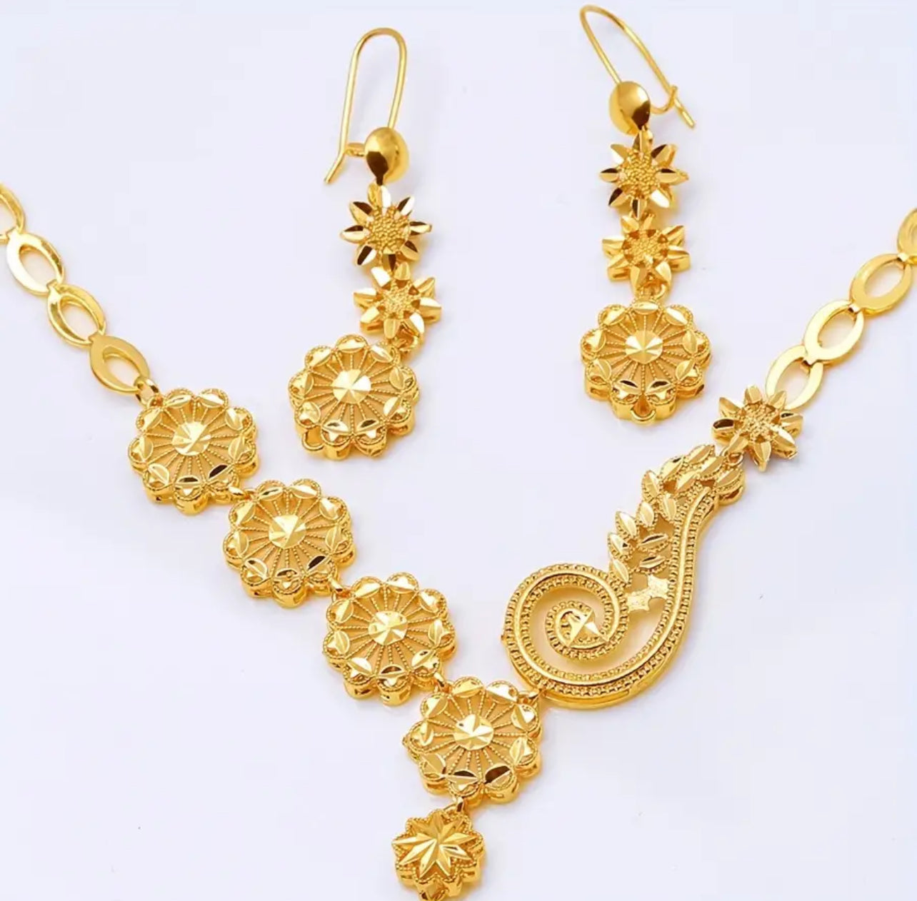 2pcs 22K Gold Plated Jewelry Set Afro American Outfits