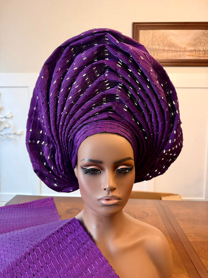 Traditional African Bridal Headgear/Head Tie Aso-Oke/Kente Auto Gele 2p Set Gele and Ipele