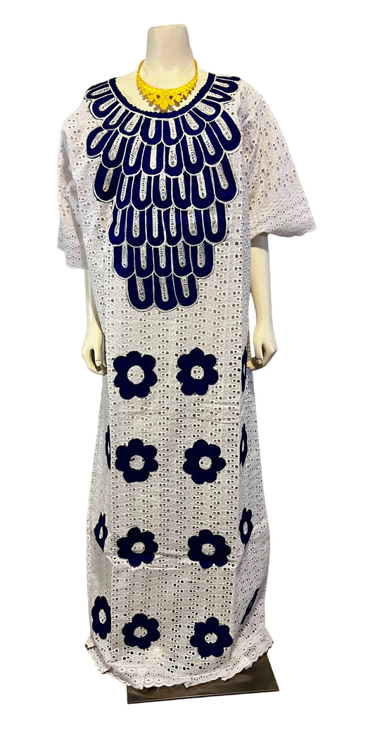 African Embroidered Lace Kaftan Dress
