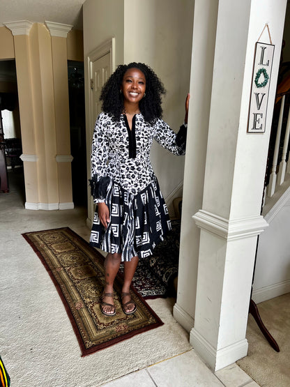 African Prints Ankara 2 Tones Afro Jemima Fit and Flare