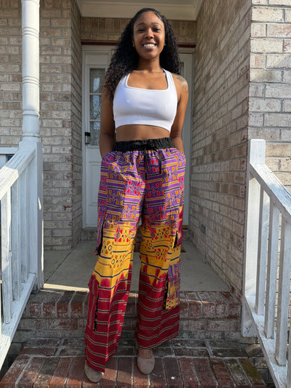 African Ankara Wax Prints  Double Pockets Cargo Pants/Bottom